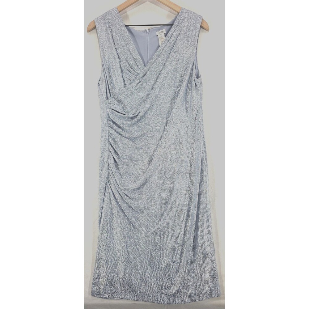 Cache Y2K Lurex Cocktail Dress 14 Blue Metallic Ruched Indie Sleaze Glam Fairy